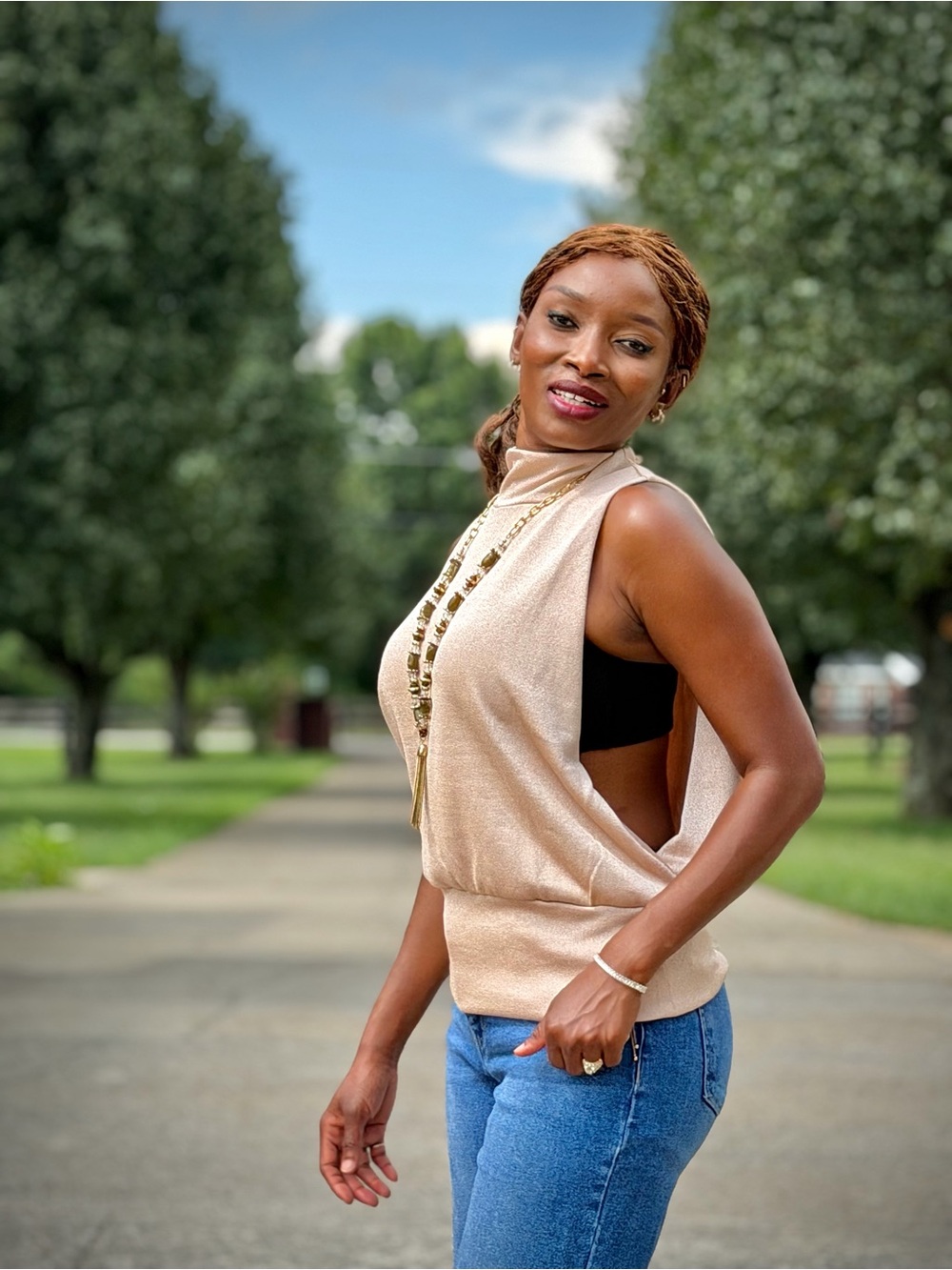 Turtle neck sleeveless top